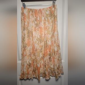Ruby Rd. Vibrant Orange and Cream Maxi Skirt Size 8P